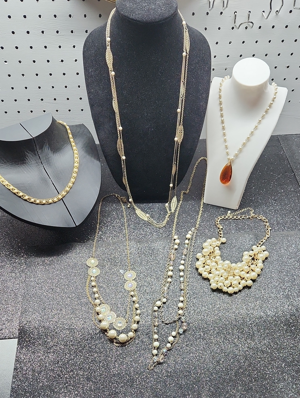 Gold-Tone Faux Pearl Necklace Bundle